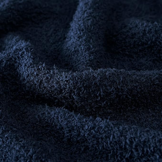 CYMULA Super Soft Knit Throw Blanket Twin Size Navy-Lightweight Plush Fuzzy Fluffy Warm Cozy Blankets and Throws for Sofa Bed All Season Use, 60x80 inches