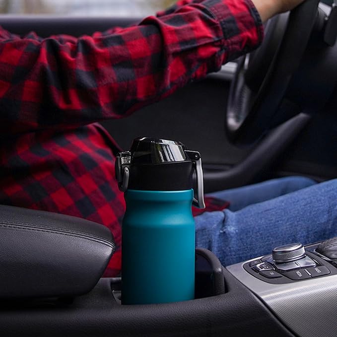 BJPKPK Water Bottle with Straw 25oz Insulated Water Bottles Reusable Stainless Steel Metal Thermal Flask with Leak Proof Lockable Lid and Carry Handle,Indigo Black