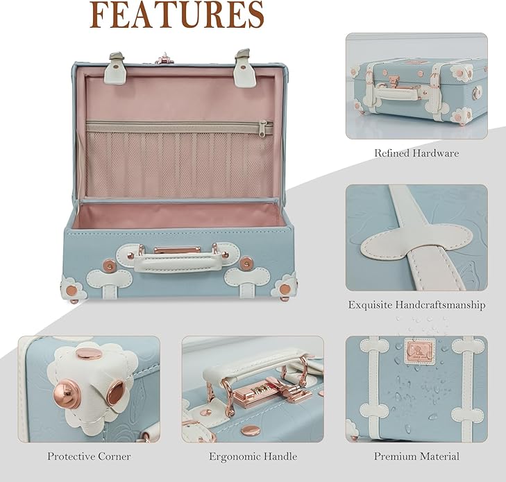 Unitravel Baby Keepsake Case, Handmade Memory Storage Box, Newborn Keepsake Box, Vintage Suitcase for Baby Shower, Baptism, Naming Ceremony or Birthday