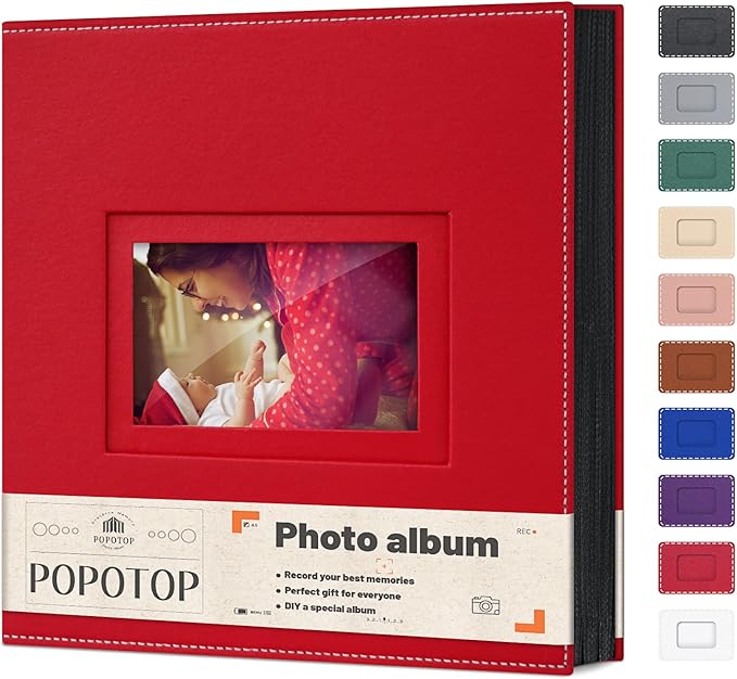 Popotop Photo Album 4x6 500 Pockets with Leather Hardcover Cover, Large Photo Album Binder Book with 50Pcs Pages for Family Travel Wedding Baby Gifts
