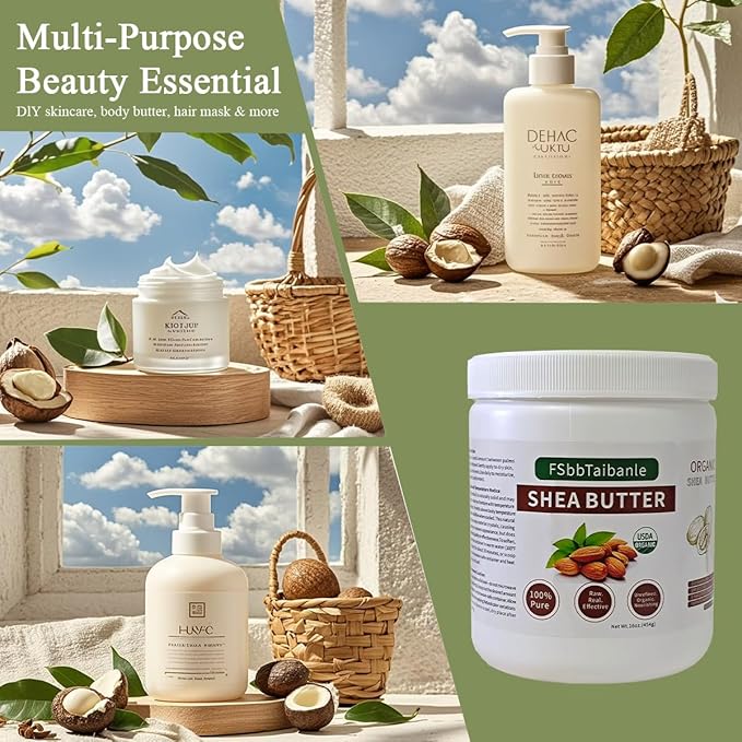Shea Butter 16 oz – Pure & Organic Moisturizer for Skin, Hair & DIY – Raw, Unrefined, Non-GMO, Ivory Color, Grade A Quality