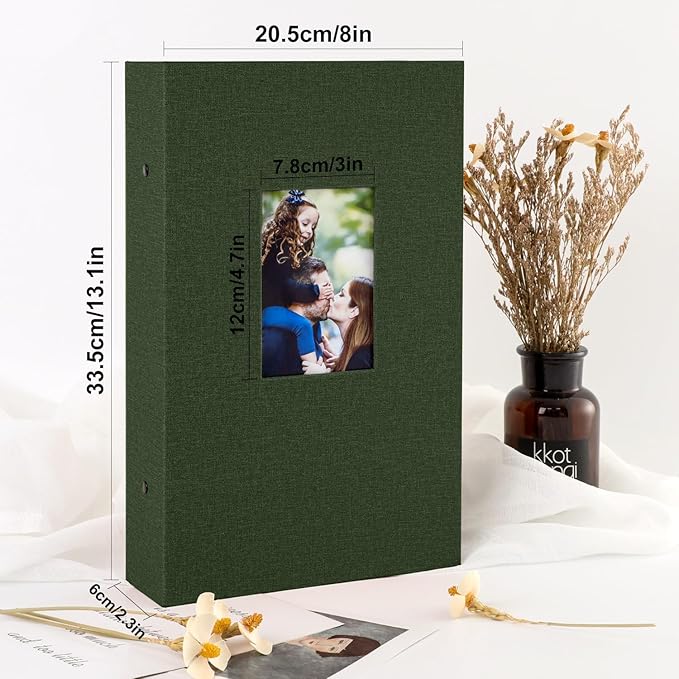 Ywlake Photo Album 4x6 300 Pockets, Linen Photo Albums Holds 300 Horizontal Pictures Only Green