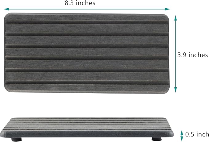 2 PCS Water Absorbent Diatomite Coasters Rectangle, Grooved Design, Water Absorbing Stone Used for Hand Soaps & Plants & toiletries in The Modern Home