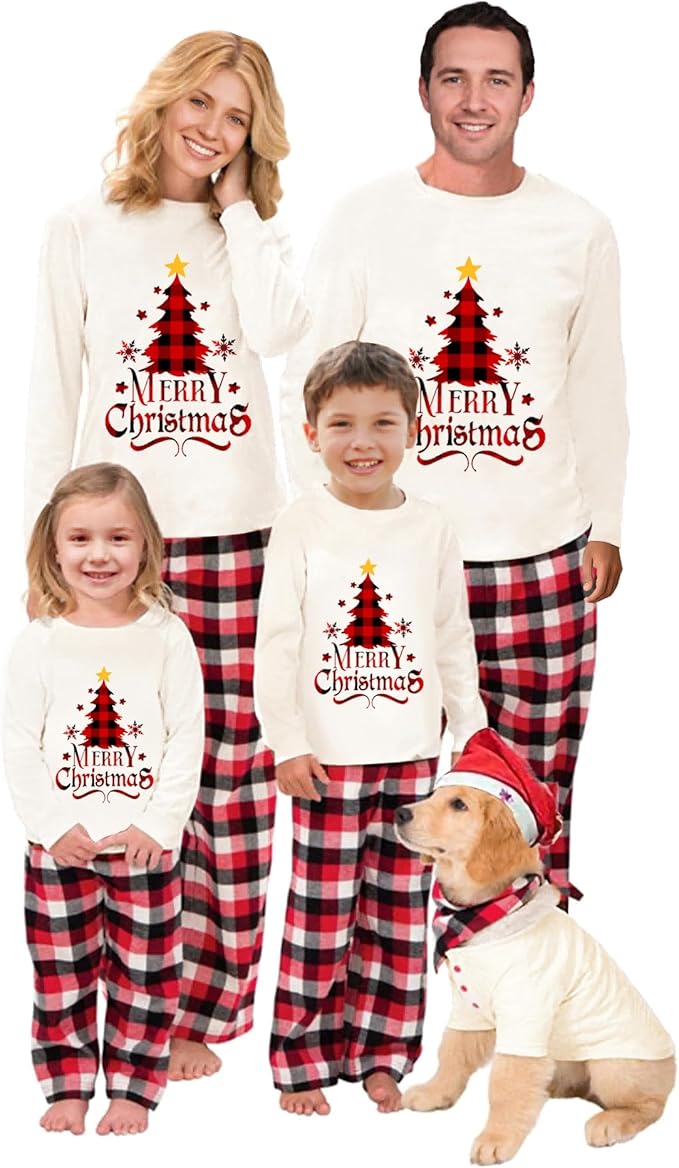 Christmas Family Pajamas Matching Sets, Matching Christmas Pjs For Family and Dog, Holidays Jammies Family Pjs Set