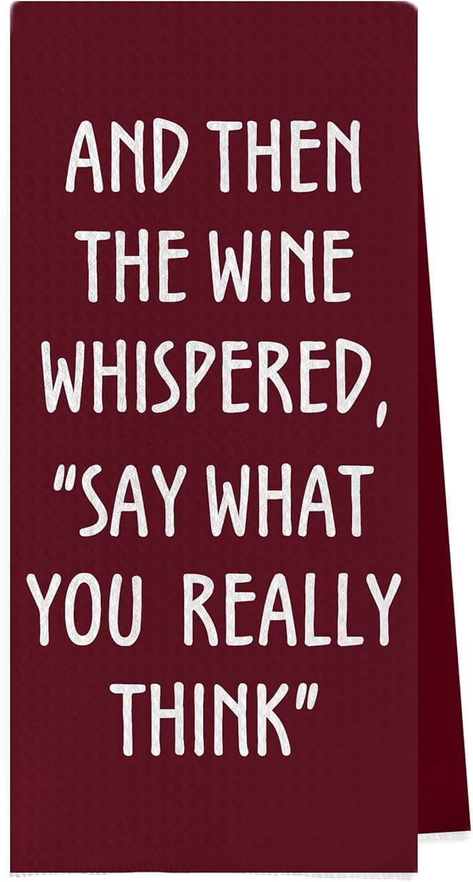 Gqtt Wine Lovers Dish Towel - Funny Decorative Waffle Weave Kitchen Towel, Wine Lover Gift for Women, 1624 Inches (Red)