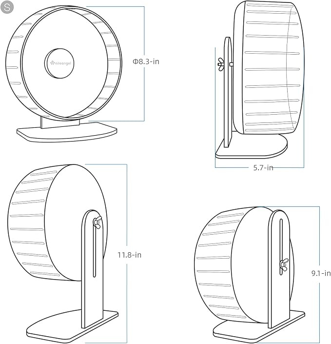 Niteangel Super-Silent Hamster Exercise Wheel: Quiet 8.2 inch Running Wheel | Can 9.1-11.8" Adjustable Height - No Bend Back Spinner Running for Dwarf Syrian Hamster Gerbils Mice Or Other Small Animal