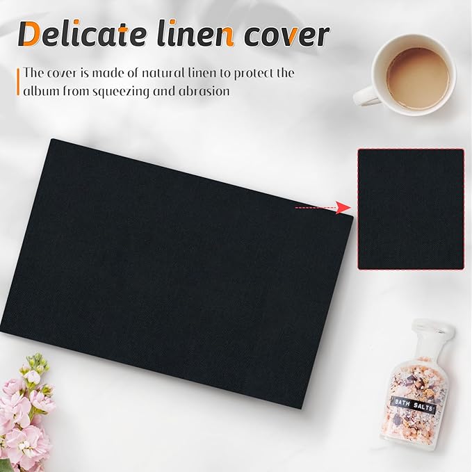 Popotop Photo Album 4x6 48 Pockets for Wedding Gifts,Linen Hardcover Picture Albums for Family Anniversary Baby Vacation Pictures