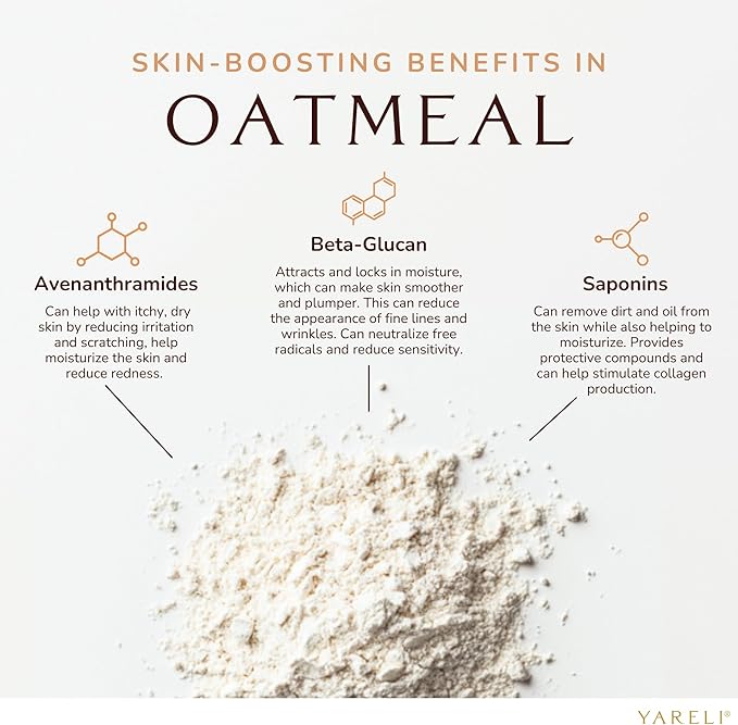 YARELI Colloidal Oatmeal, 2lb (32oz), Bath Powder for Relief of Dry Itchy Skin Due to Eczema and Psoriasis, for Adults, Baby and Kids