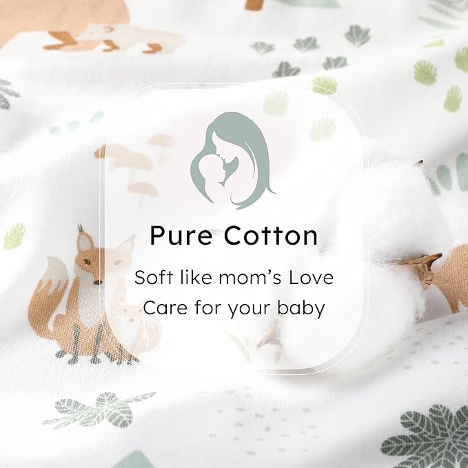 Baby Sleep Sack 18-24 months, 100% Cotton Sleeping Sack for Toddler, 3 Pack Baby Wearable Blanket, 0.5 Tog Lightweight Double Zipper Sleep Bag XLarge Green Forest Bear