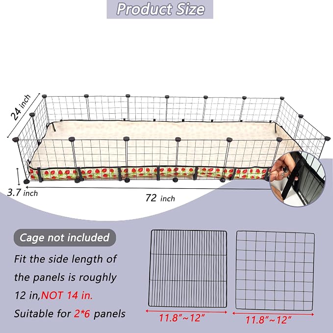 Guinea Pig Cage Liner，Washable Waterproof Oxford Cloth Cage Liners for Small Animals,Hamster Chinchilla Hedgehog Rabbit and Other Small Animals Not Include Cage(24x70 inches)