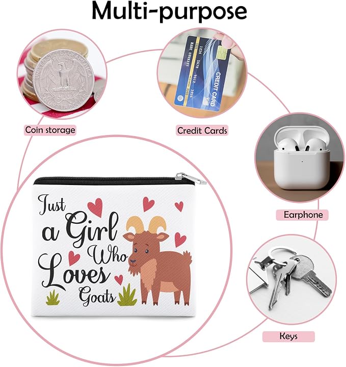 Goat Lover Gift Coin Purse for Women Goat Gifts Coin Purse Farmers Christmas Birthday Gifts Animal Lovers Goats Themed Gift Friend Bestie Sister Graduation Presents for Daughter Zipper Change Pouch