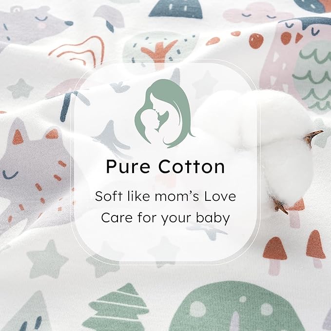 Baby Sleep Sack 0-6 months, 100% Cotton Sleeping Sack for Newborn and Infant, 3 Pack Baby Wearable Blanket for Boy and Girl, 0.5 Tog Lightweight Double Zipper Sleep Bag Green Apricot Bear