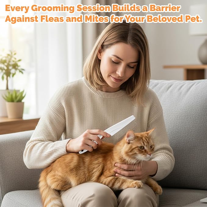 2 Pack Fine Tooth Flea Comb for Cats, Stainless Steel Bunny Brush, Anti-Static Deshedding Guinea Pig Comb Small Pet Grooming Tool for Cats Dogs Rabbits Chinchillas Ferrets Guinea Pigs