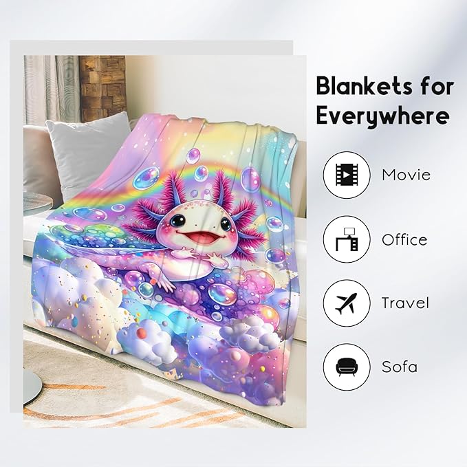 Axolotl Blanket Gifts Girls Blankets for Kids - 30x40 Inches Soft Cute Throw for Toddler