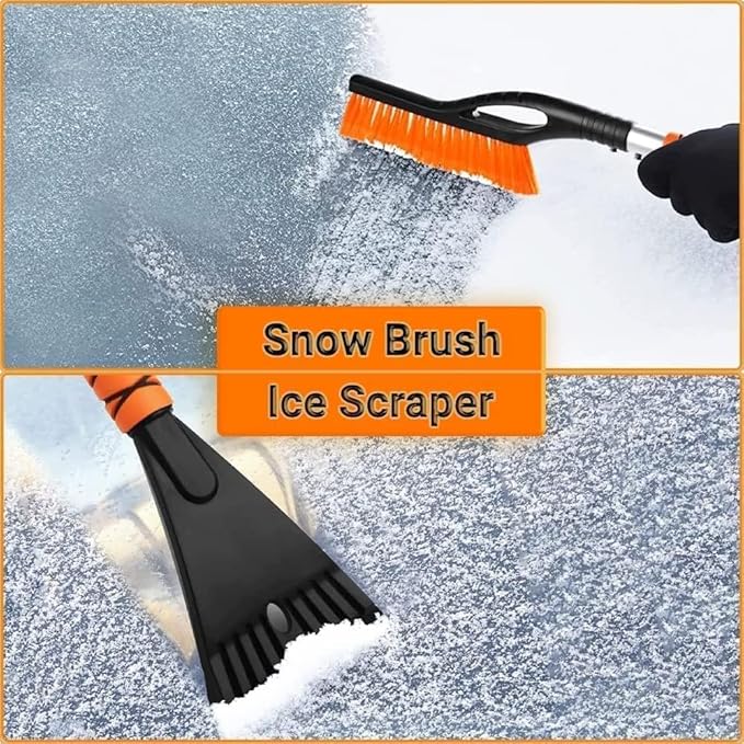 Snow Brush & Ice Scraper, 27 Inch, Ice Scrapers for Car Windshield, Detachable Snow Removal Tool with Ergonomic Foam Grip for Cars, Trucks, Suvs (Heavy Duty Abs, PVC Brush)