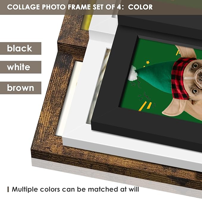 3.5x5 Picture Frame Tempered Glass Front Displays Four 3.5 x 5 Photos Frame Display for Tabletop and Wall Hanging Picture Frame White