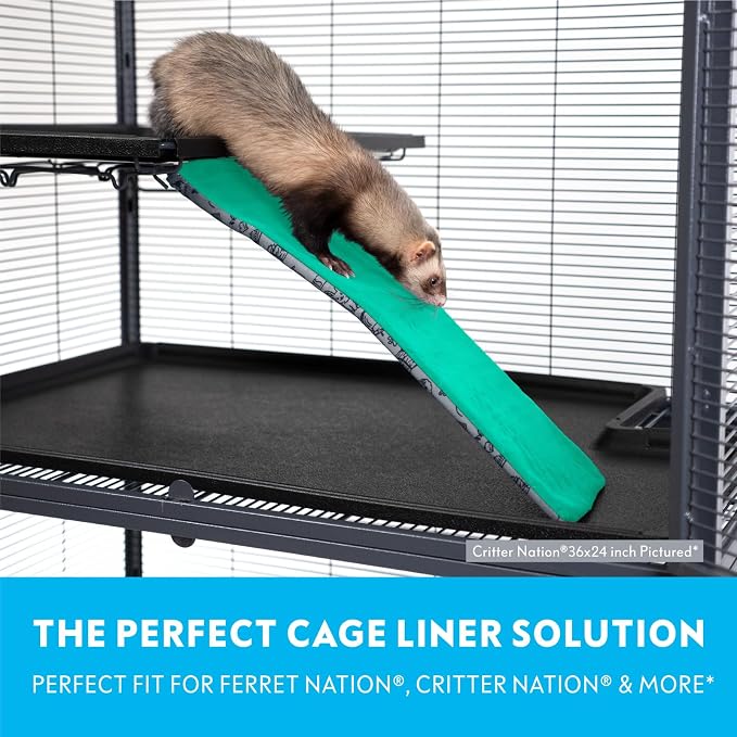 Paw Inspired Fleece Ramp Covers for Critter Nation Cage, Green, 3 Count | Fitted Ladder Liners for Ferret Nation/Critter Nation Cage, For Ferrets, Rats, Chinchillas, Hedgehogs, Small Animals, Pets