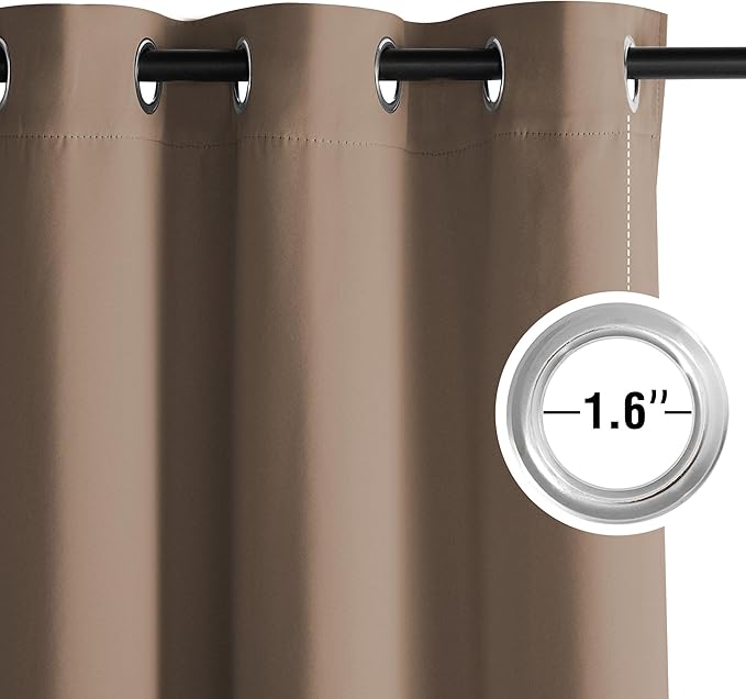 NICETOWN Cappuccino Grommet Drapes - Thermal Insulated Window Treatments for Living Room, Yard, Office, Flat, Hall - Heavy-Duty Construction, 2 Panels, W52 x L95
