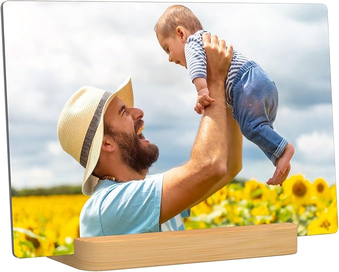 XIAODAXIA Custom Metal Photo Frame Gifts Personalized Photo Prints for Famlily and Friends -Gift Wrapping Available-Horizontal and Text-Sameday Pickup