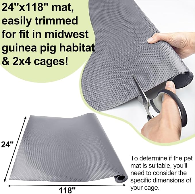 Waterproof Guinea Pig Bedding Rabbit Cage Liner, 118x24 1PCS Grey | Cut To Fit Cage,Rabbit Bedding,Hamster Cage Accessories For Rabbits, Hamsters, Gerbils, and Chinchillas, Easy to Clean