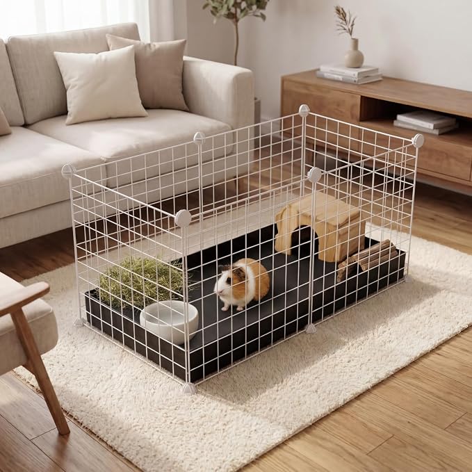 STILLCOVE 2Pcs Guinea Pig Cage Liner, Foldable Corrugated Plastic Base Tray | 2 x 2 Panel Size Bottom, Rabbit Bunny Pee Pads, Bird Mat, Small Animals Chinchilla Ferret Rat Hedgehog Hamster Mouse Squirrel