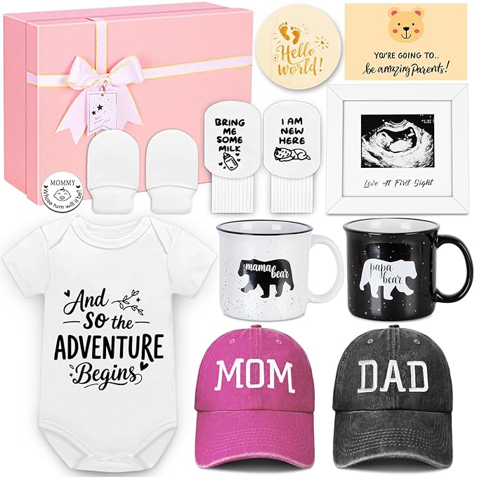 New Parents Gifts for Couples, First Time New Mom and Dad to Be Gifts Expecting Parents, Gender Reveal & Baby Shower Gifts for Parent to be, Baby Gift Basket 2025, Pregnancy Announcement, Girls, Boys