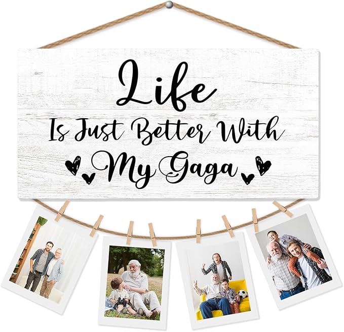 Gaga Gifts Picture Frame Photo Holder for Wall, Birthday Gifts for Gigi Grandma, Thank You Grandmother Gift from Grandchildren Grandkids Hanging Photo Display