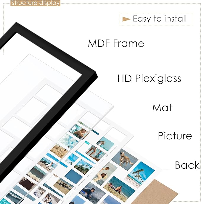 22x32 Collage Picture Frame 4x6 Picture Frames Collage Wall Decor Displays twenty four 4x6 inch Photos Available Horizontal Wall Mounting Display and Vertical Black