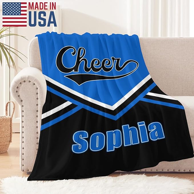 Custom Cheerleading Blanket - Personalized Throw Blanket for Cheerleaders Students Teens Adults (Cheerleading)