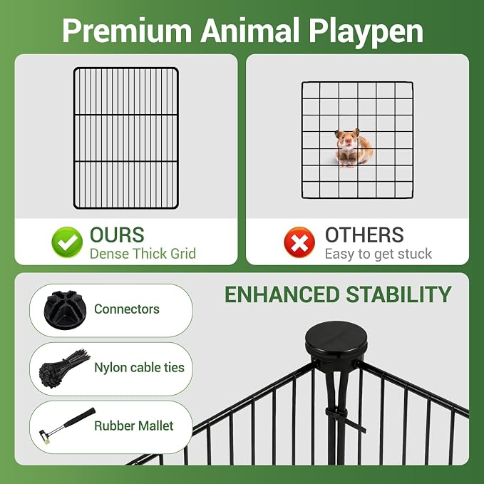 VISCOO 28 Panels Guinea Pig Cages, 48" x 24" x 28" Small Animal Playpen | Portable Metal Rabbit Bunny Cage with Waterproof Mat, C&C Cage for Guinea Pigs, Hamsters/Bunny playpen