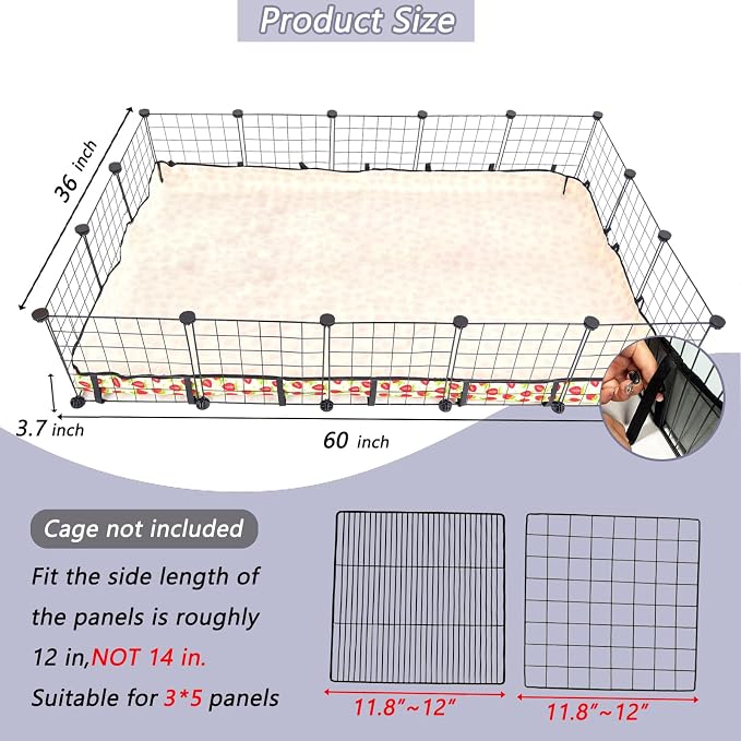 Guinea Pig Cage Liner，Washable Waterproof Oxford Cloth Cage Liners for Small Animals,Hamster Chinchilla Hedgehog Rabbit and Other Small Animals Not Include Cage(36x60 inches)
