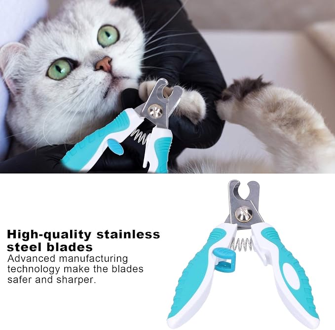 Cat Nail Clipper, Stainless Steel Cat Dog Animal Claw Trimmer Cutter Grooming Tool, Cat Claw Trimmer Cat Scissors Pet Nail Clippers for Cats Kitten Puppy Rabbit Bird Ferret