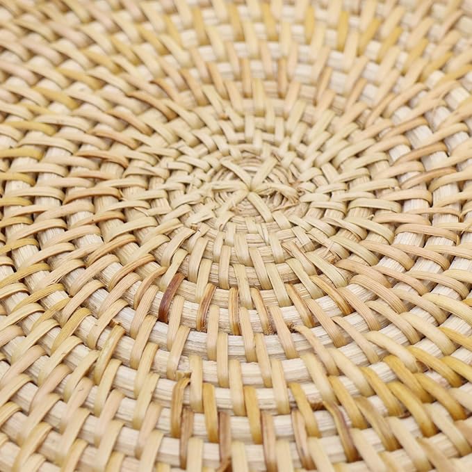 Handwoven Rattan Round Serving Tray, Natural Wicker Decorative Tray for Serving, Coffee Table, Home Boho Décor and Entertaining, Gift Idea Choice