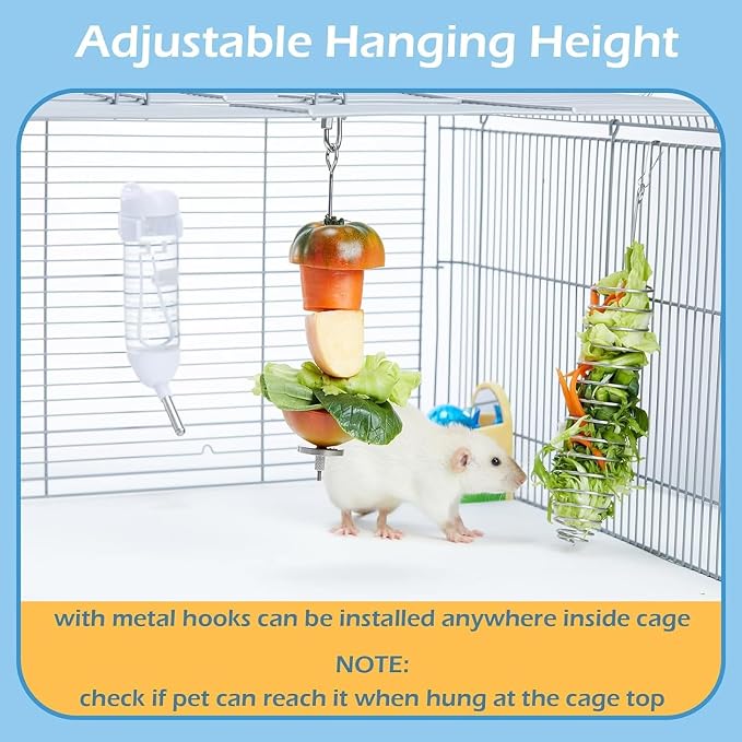 2Pcs Rat Enrichment Toys, 304 Stainless Steel Holder for Fruit Veggie | Fancy Mice Cage Puzzle Toy, Hanging Rodent Slow Feeder to Keep Pets Healthy, Bird Foraging Toy for Parakeet, Dishwasher Safe