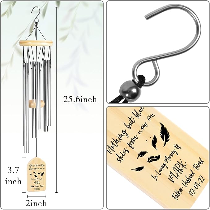 Personalized Memorial Wind Chimes, Sympathy Gifts for Loss of Loved One, Bereavement/Condolence/Remembrance/Memorial Gifts for Loss of Mother, Father or Loved One - in Loving Memory