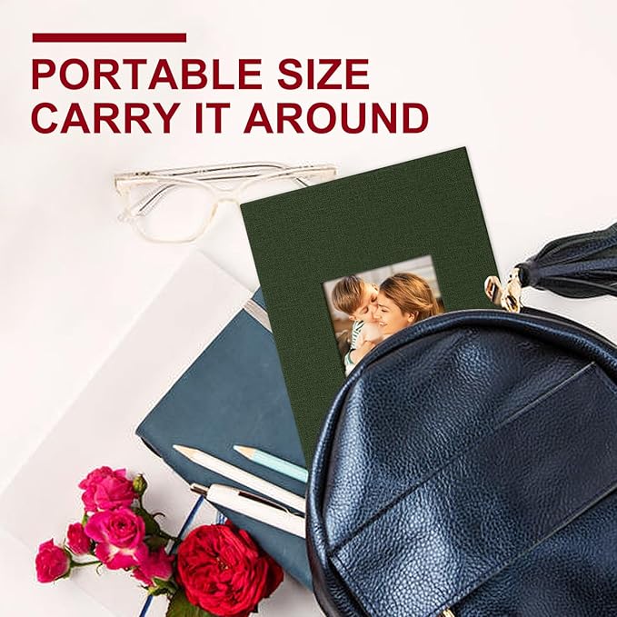 Ywlake Photo Album 4x6 200 Pockets 2 Packs, Linen Photo Albums Holds 200 Horizontal Pictures Only Green
