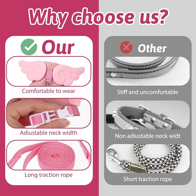Ferret Harness and Leash Set Small Animals Vest Harness Soft-Harness Leash Vest Set with Bell Guinea Pig Clothes for Baby Ferret Rats Hamster Teacup Chihuahua Mouse Small Pet
