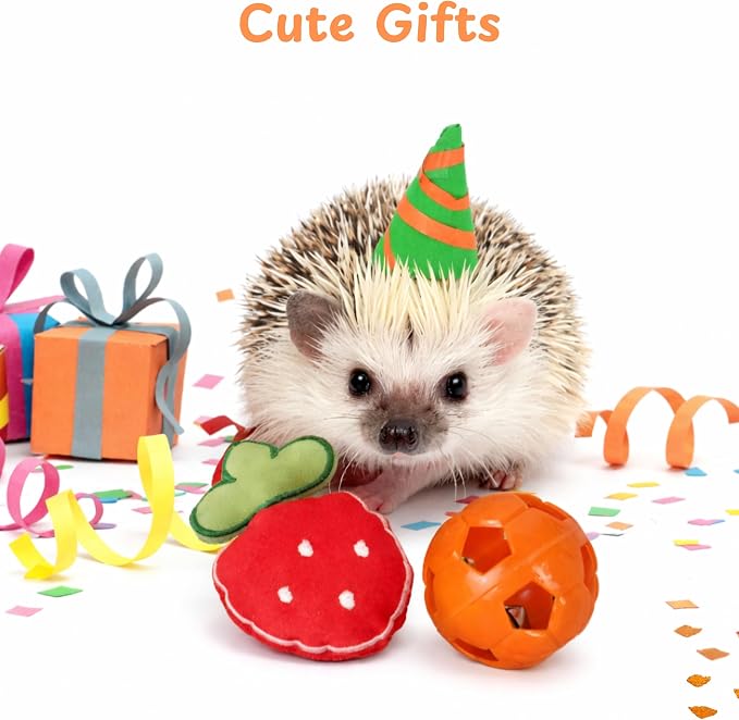 Hedgehog Cage Accessories Hideout Tunnel Small Animal, Tunnel and Bell Balls Toy set, Hedgehog Hideout with 2 pcs Toys, Small Animal Tubes for Hamster Guinea Pig Squirrel, Hedgehogs Accessories (Pink)