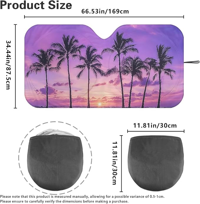 Palm Tree Vehicle Windshield Protecion All Seasons Front Windshield Sun Shade 66.5x34.4inches Offers Ultimate Protection for Cars Interior