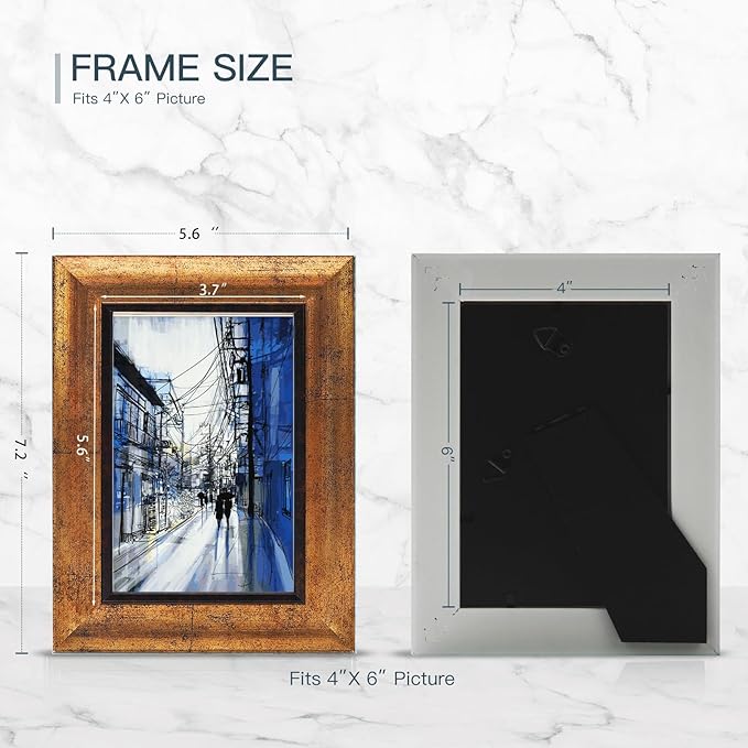 XUANLUO 4x6 Picture Frames Set of 4 Rustic Retro Photo Frame with HD Plastic Cover for Wall Mount and Tabletop Display Family Friends Wedding Gift
