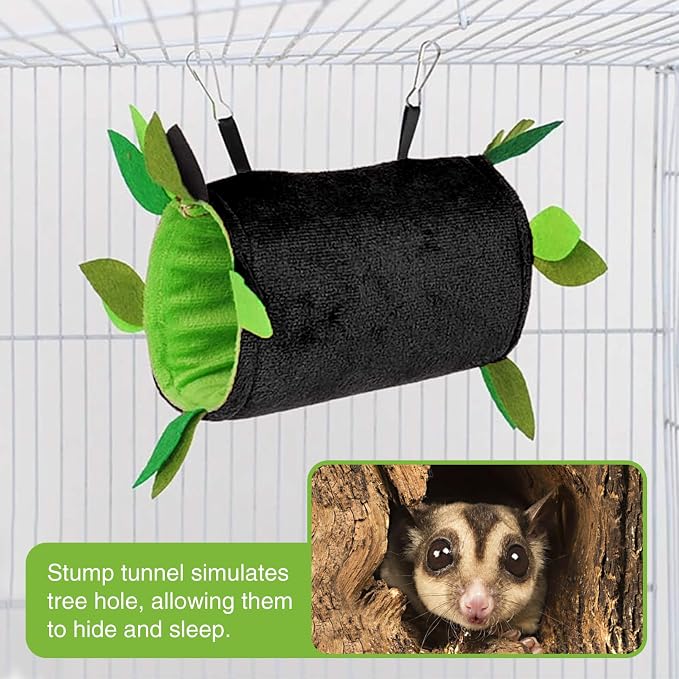 Hamiledyi 5PCS Hamster Hammock Small Animals Hanging Warm Bed House Rat Cage Nest Accessories Toy Hanging Tunnel Soft Bed Rope and Swing for Sugar Glider Squirrel Hamster Playing Sleeping