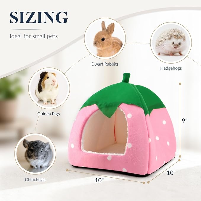 Guinea Pig Hideout Bed, Dwarf Rabbit House Cave | Cozy Hide-Out for Little Bunny Hedgehog Ferret Chinchilla & Other Small Animals, Cage Accessories