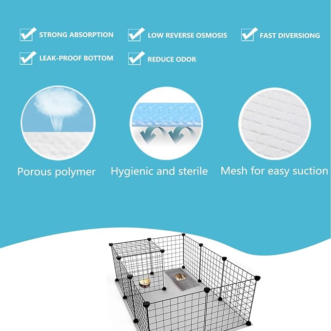 Guinea Pig Pee Pads, Disposable Rabbit Cage Liners, Charcoal Odor Controlling Absorbent Waterproof Pee Pads for Hamster, Bunny, Ferret, Chinchilla and Other Small Animals (18" x 13", 120 PCS)