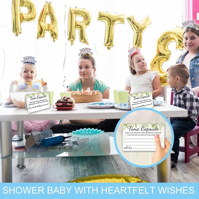 Time Capsule Box 1st Birthday Baby Keepsake Box 50 Time Capsule Cards First 1st Birthday Activities Party Games for Guests Childhood Memory Book Keepsake Gifts for Baby