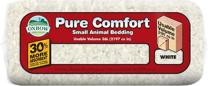 Oxbow Small Animal Bedding, Hamster, Guinea Pig, Rabbit, White, USA, 36 L | Pure Comfort, Hamster Bedding, Guinea Pig Bedding, Low Dust, Virgin Paper, Litter Box, Bunny, Rats, Gerbils, Chinchillas