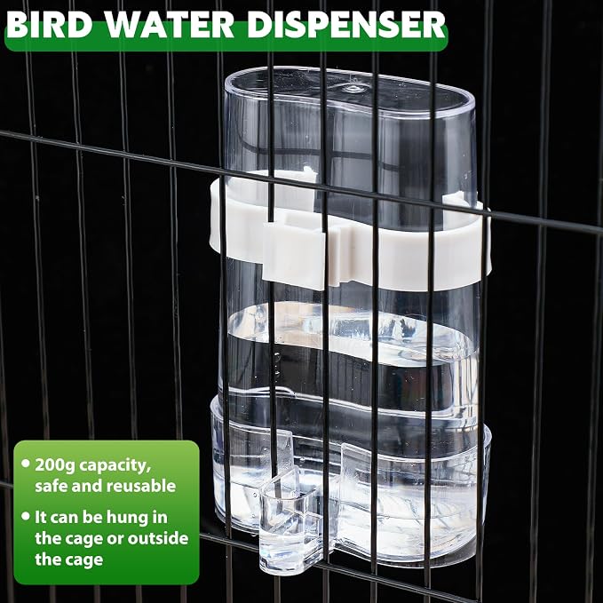 Yaomiao 4 Pcs No Mess Small Bird Feeders Automatic Parakeet Water Dispenser Clear Quail Feeder and Watered Cage Accessories for Small and Medium Parakeet Cockatiel Canary(Assorted,Transparent)