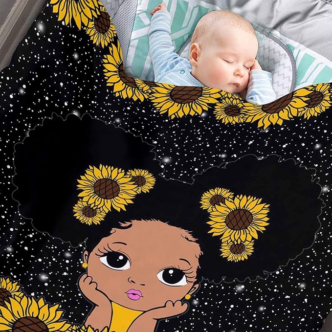 Personalized Blankets with Name for Girls Print Blanket Flannel Personalized Gifts for Girl Daughter Mom Grandma Super Soft Throws and Blankets Black Girl Blanket Birthday Gift