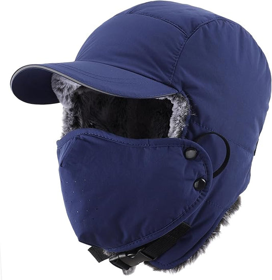 Connectyle Trapper Hat for Men Women Faux Fur Winter Hat with Ear Flaps Water-Resistant Hunting Hats Ushanka Skiing Cap