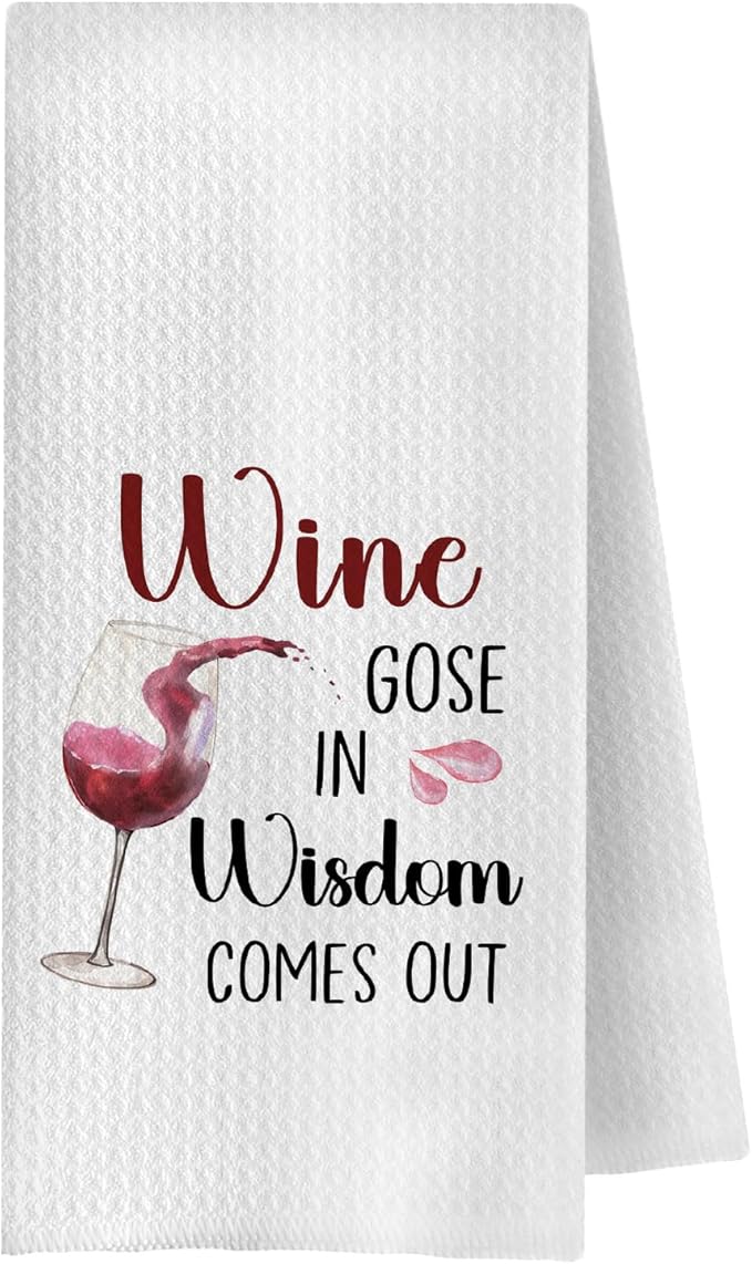 Funny Wine Kitchen Towels, Wine Lover Gifts Dish Tea Bar Towels for Kitchen Bar Cart Decor, Gifts for Women Bartender Decorative Hand Towels, 16x24 Inches