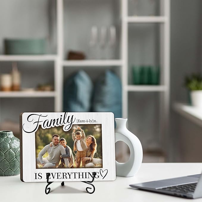 SIXEIGHT Family Definition Picture Frame Family Is Everything Wooden Photo Frame Natural Wood Picture Frame for Families Dad Mom Grandparents Father from son Desk Decor 4x6 Photo Frame-A18
